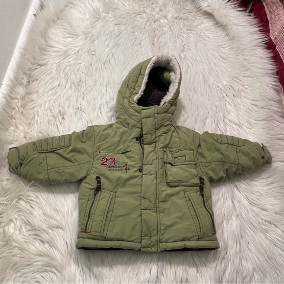 London Fog Puffer Coat Green Fleece Lined - Picture 3 of 15